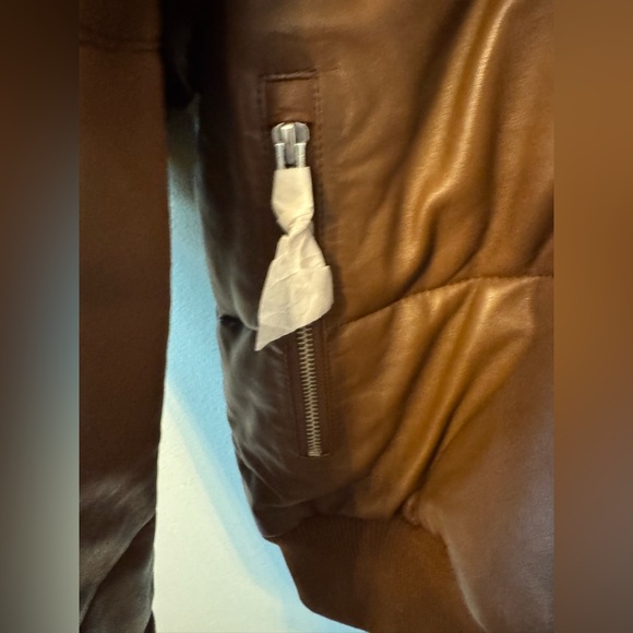 Quince Leather jacket quilted puffer hood warm brown large nwt sold out l - Picture 6 of 8